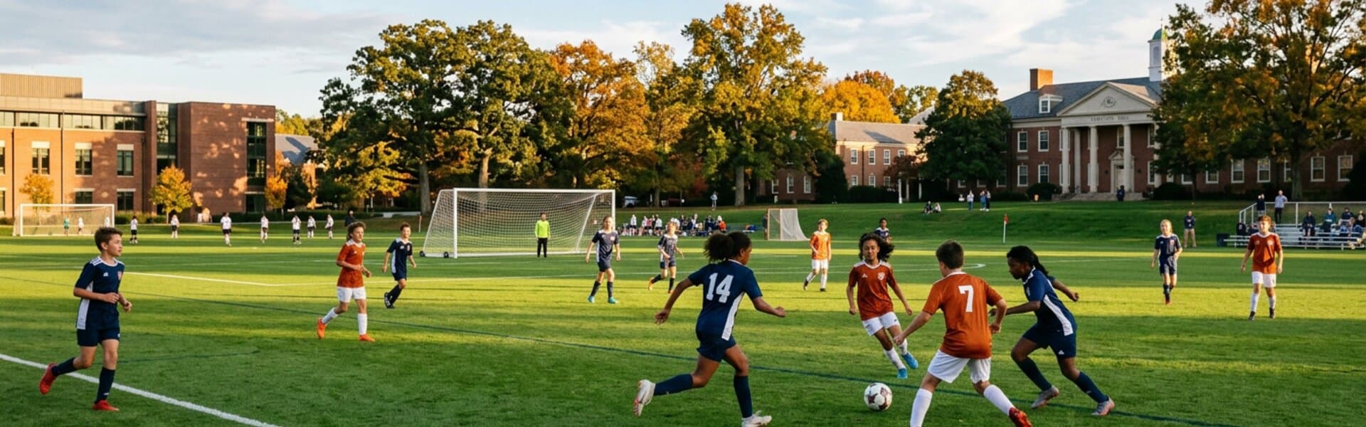 Students competing in a track and field event on a sunny afternoon